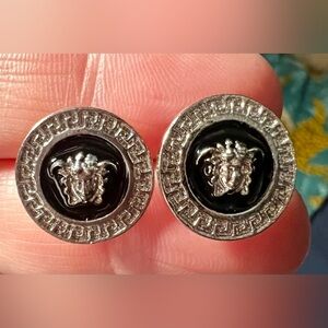 Elegant Silver and Black Cufflinks